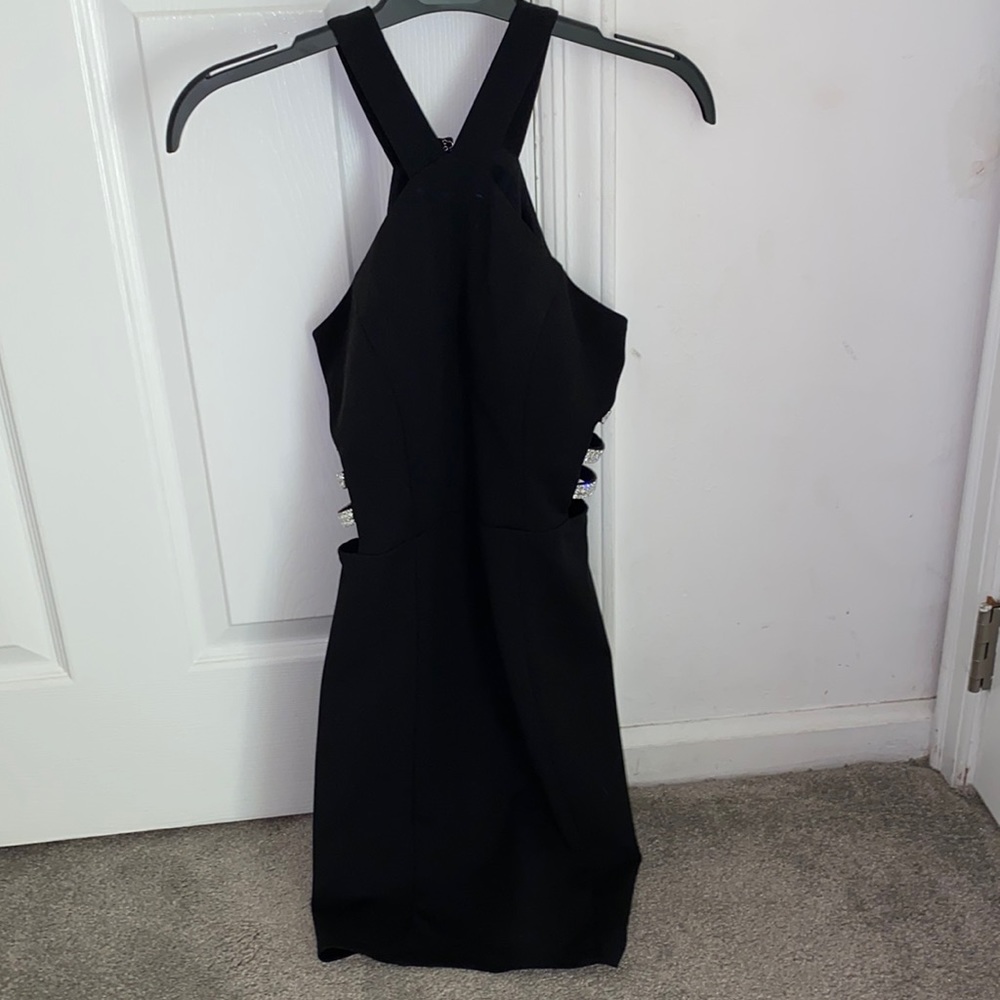 Black dress with rhinestone detail